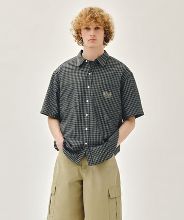 Marithé François Girbaud M CHECK HALF SLEEVE SHIRT