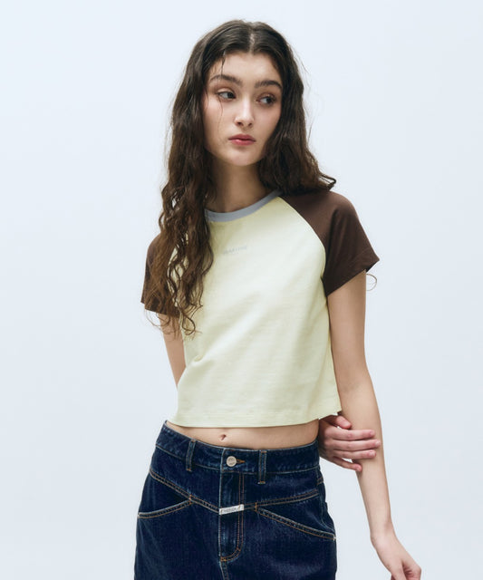 Marithé François Girbaud Women's 2-Tone Raglan Crop Tee