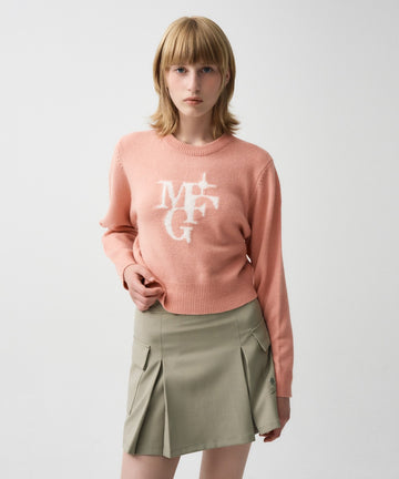 Marithé François Girbaud MOUVEMENT W M+FG LOGO CROP PULLOVER Pink