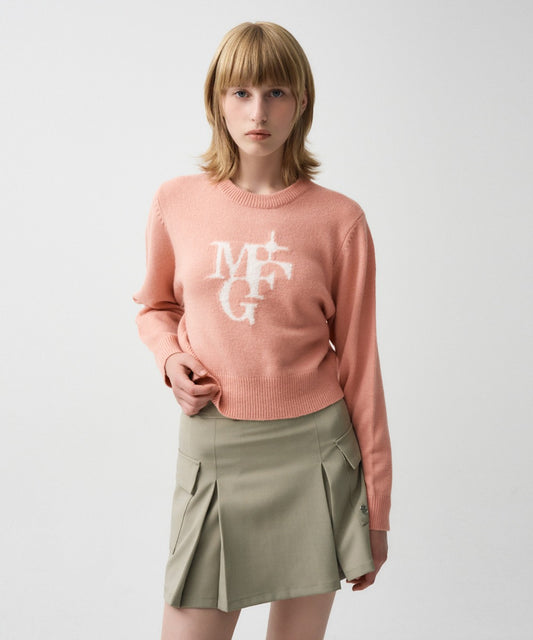 Marithé François Girbaud MOUVEMENT W M+FG LOGO CROP PULLOVER Pink