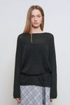 General Idea WOMAN Sheer Bouclé Boat Neck Pullover