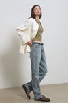 General Idea WOMAN Fringe Trimming Tweed Jacket [IVORY]