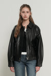 General Idea WOMAN Faux Leather Pocket Blouson Jacket