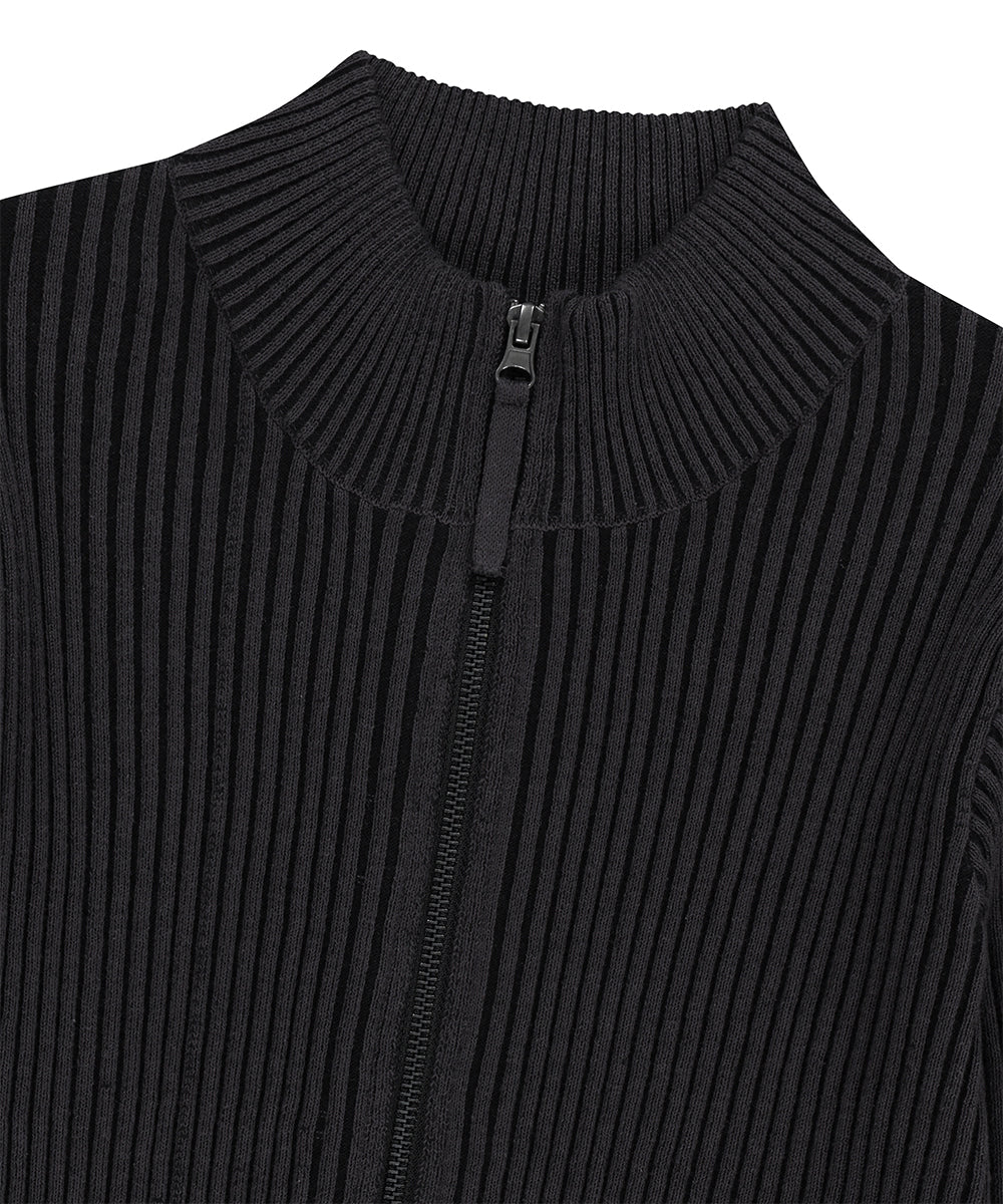 Mahagrid Two Tone Zip Up Cardigan