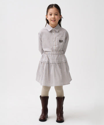 Marithé François Girbaud Kids Woven Cotton Skirt in Beige