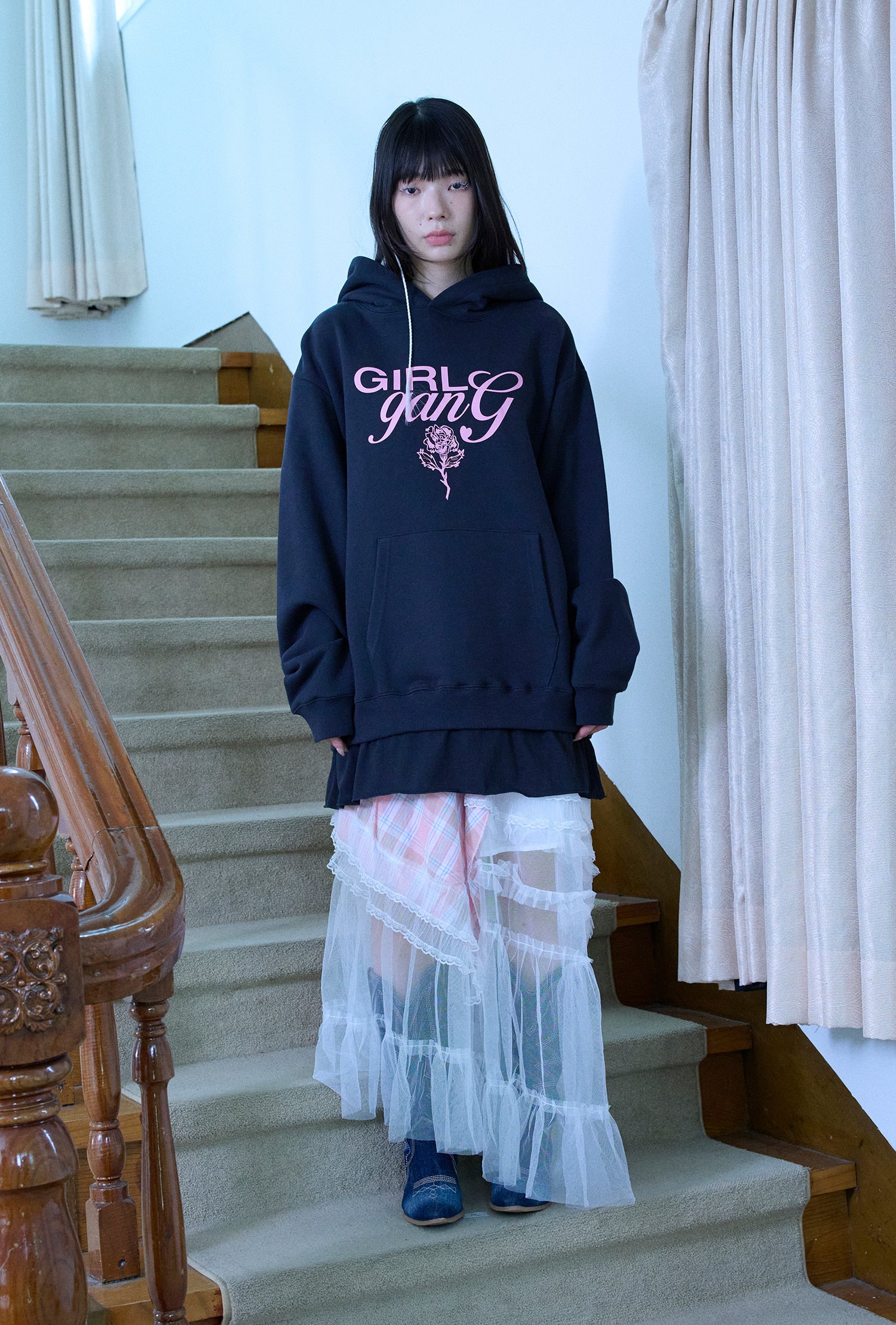 Nice Ghost Club Layered Dress Girl Gang Hoodie