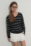 General Idea WOMAN Mix Stripe V-Neck Pullover