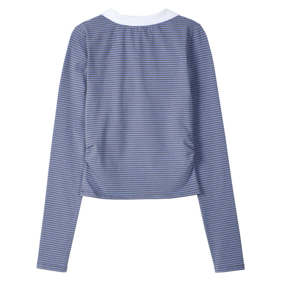 Bitter Cells Due Stripe Collar Tee-Blue