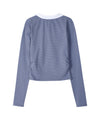 Bitter Cells Due Stripe Collar Tee-Blue