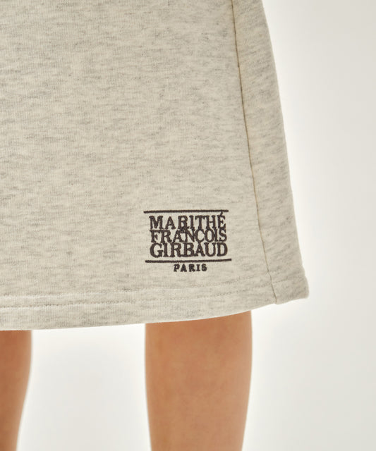 Marithé François Girbaud Kids Classic Logo Midi Sweat Skirt in Oatmeal