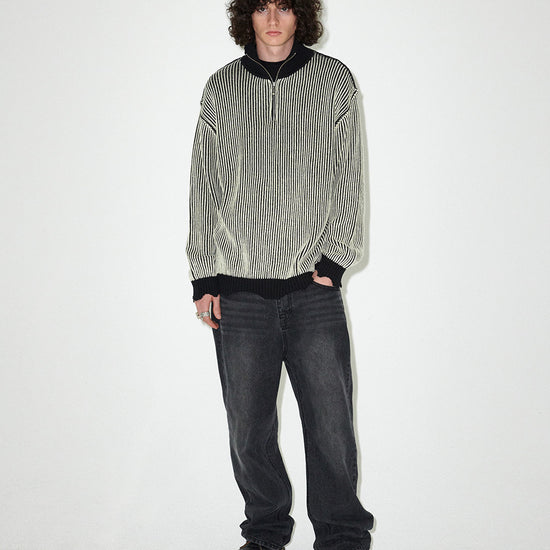Mahagrid CUTTING CONTRAST HALF ZIP-UP KNIT