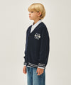Marithé François Girbaud Kids Emblem V-Neck Oversized Cardigan Navy