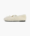 Marithé François Girbaud W Cross Banding Shearling Flat Shoes Ivory