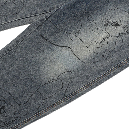 Nice Ghost Club Angels Wide Washed Jeans