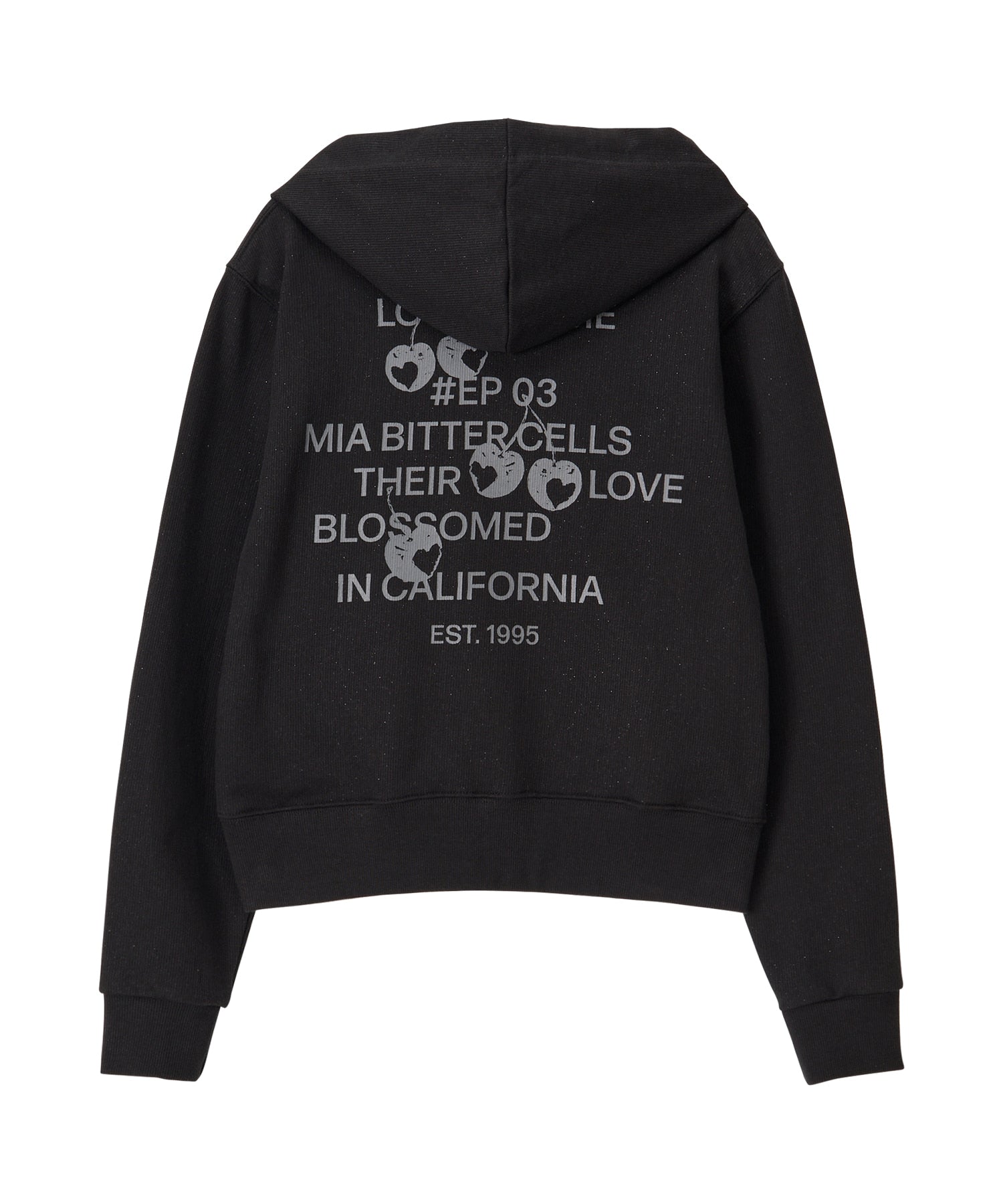 Bitter Cells Cherry Poem Slim Fit Hoodie-Black