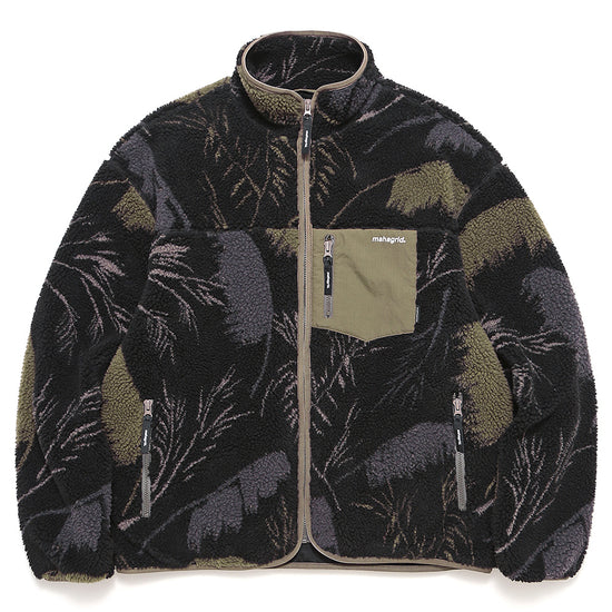 Mahagrid Palm Leaf Fleece Jacket Black
