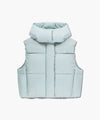 Marithé François Girbaud W Circle Logo Crop Hooded Down Vest Mint Gray