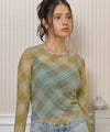 Bitter Cells Check See Through Long Sleeve - Olive