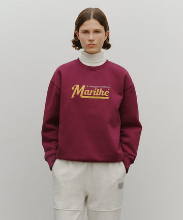 Marithé François Girbaud Appliqué Logo Oversized Sweatshirt (Brushed) Burgundy