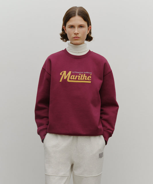 Marithé François Girbaud Appliqué Logo Oversized Sweatshirt (Brushed) Burgundy