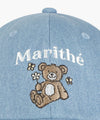 Marithé François Girbaud Kids Bear Embroidery Round Bucket Hat Light Blue