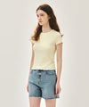 Marithé François Girbaud W RIB POINT TEE butter