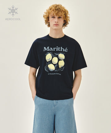 Marithé François Girbaud AEROCOOL LEMON GRAPHIC TEE navy