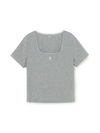 MLB Women's Basic Lace Square Neck Slim Semi Crop T-shirts