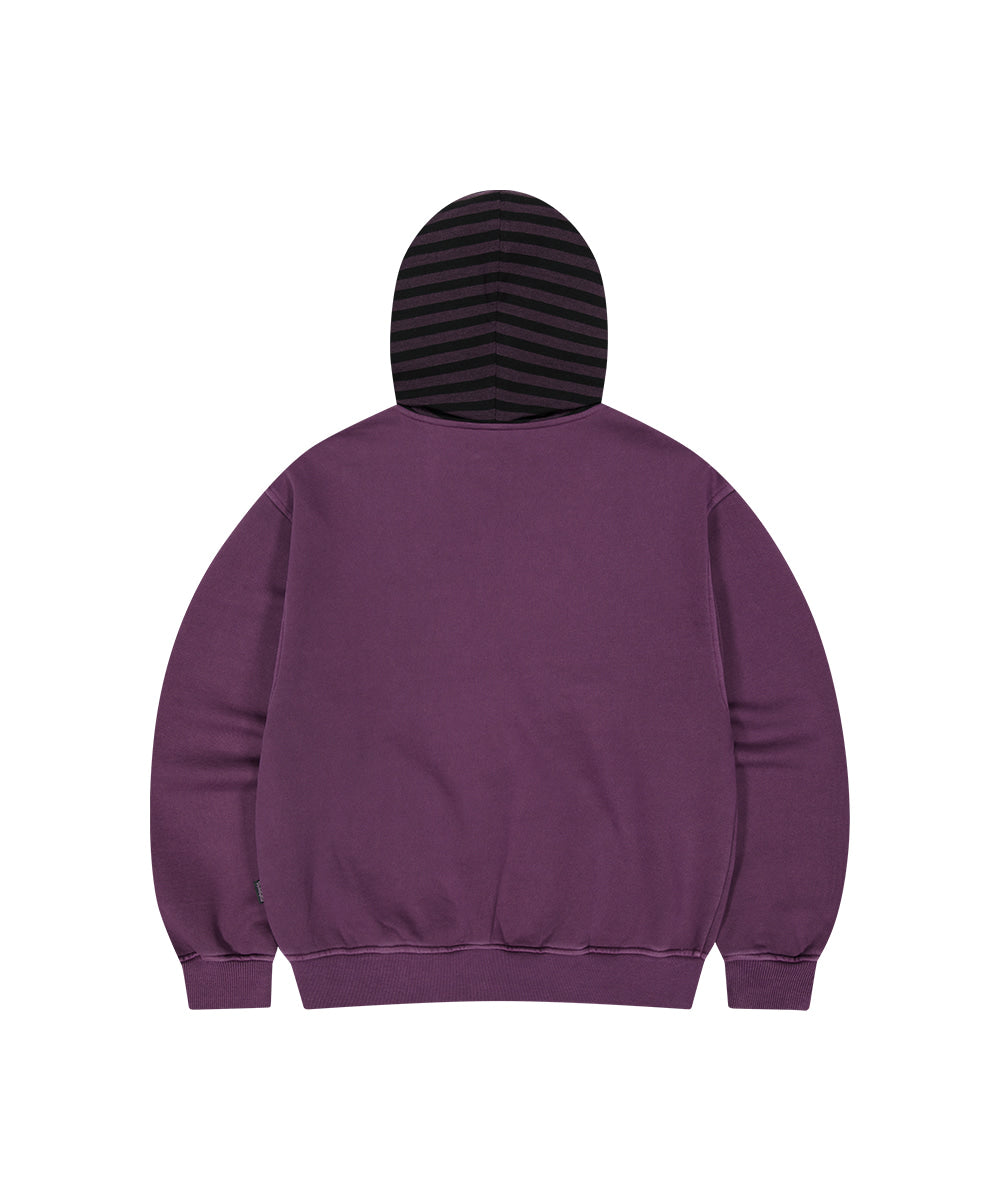 Mahagrid Pigment Stripe Mixed Zip Up Hoodie