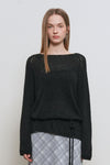 General Idea WOMAN Sheer Bouclé Boat Neck Pullover