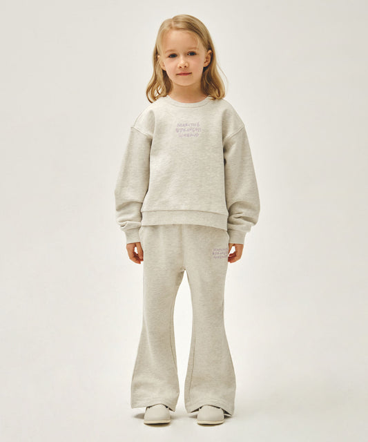 Marithé François Girbaud Kids Wide Boots Cut Crop Sweat Set-Up Oatmeal