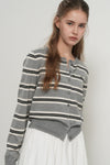 General Idea WOMAN Multi Stripe Crew Neck Cardigan