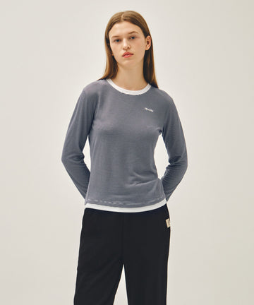 Marithé François Girbaud W RINGER STRIPE LONG SLEEVE TEE