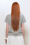 General Idea WOMAN Colour-Block Stripe Short Sleeve T-Shirt [WHITE]