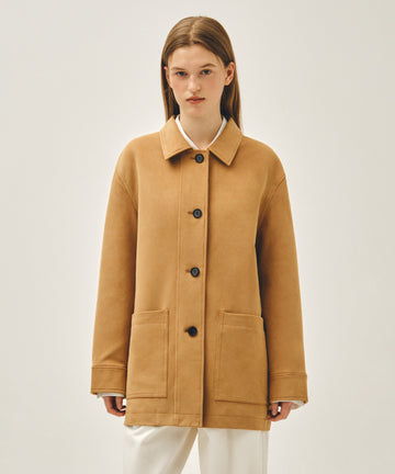 Marithé François Girbaud W FAUX SUEDE COLLAR JACKET camel