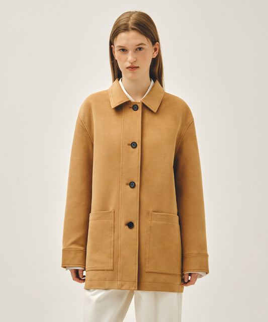 Marithé François Girbaud W FAUX SUEDE COLLAR JACKET camel