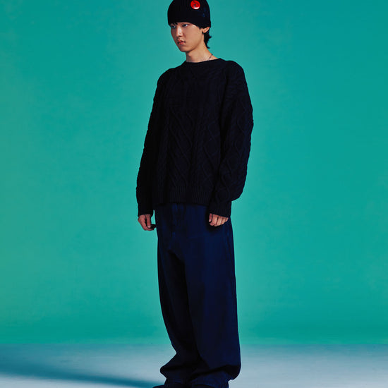 Nice Ghost Club 3 Stars Cable Knit [Black]