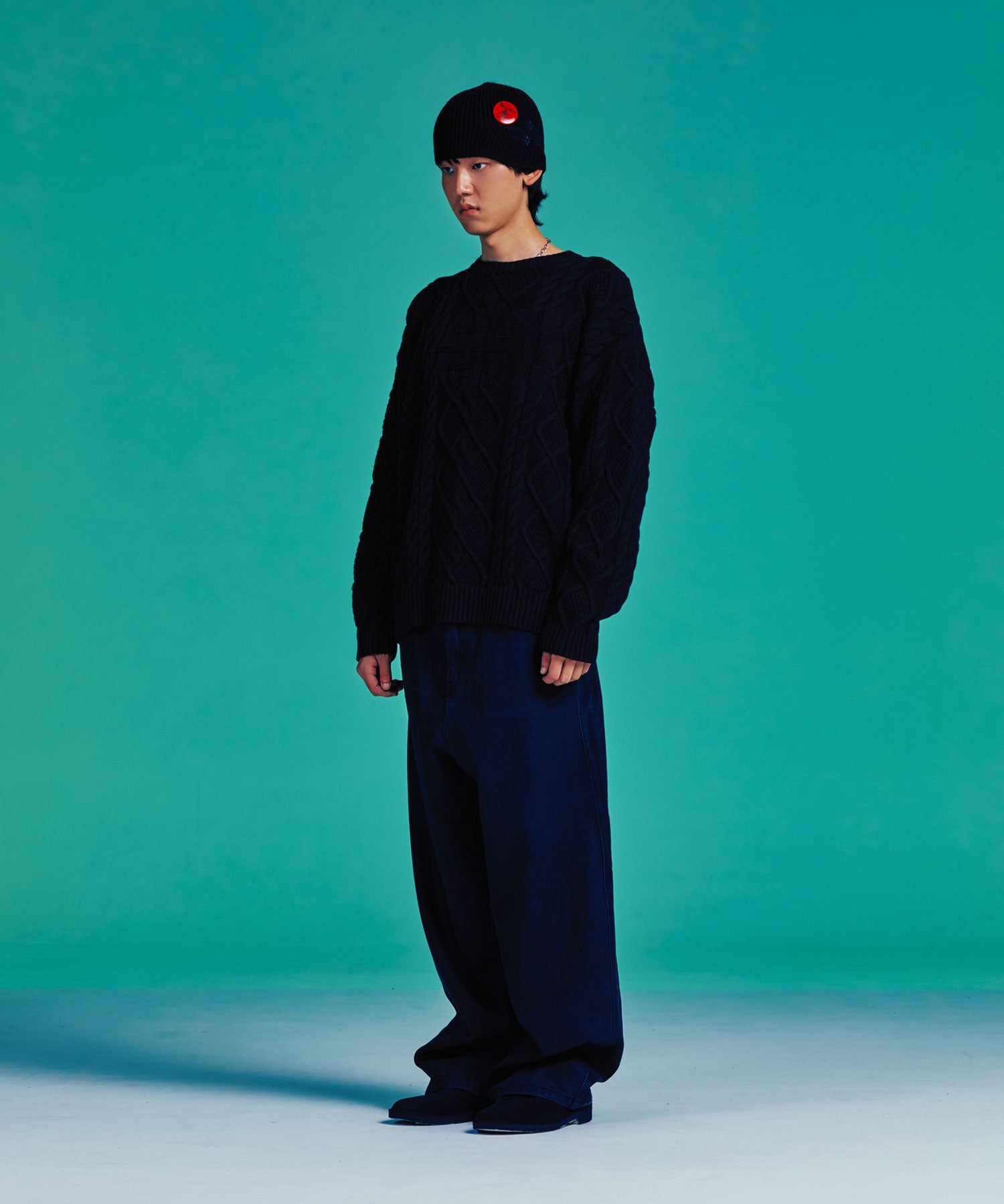 Nice Ghost Club 3 Stars Cable Knit [Black]