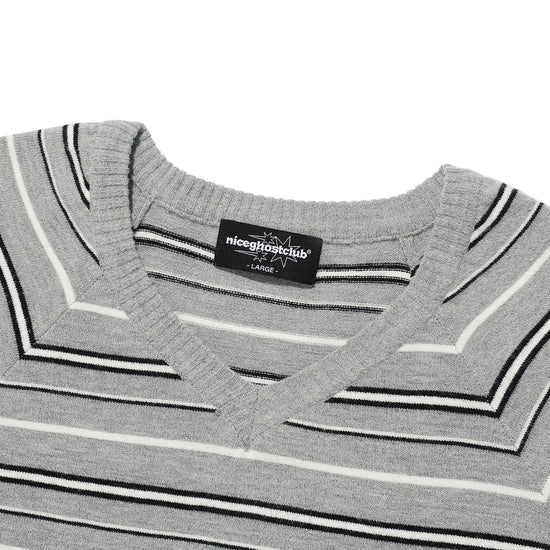 Nice Ghost Club Multi Stripe 3 Star V Neck Knit