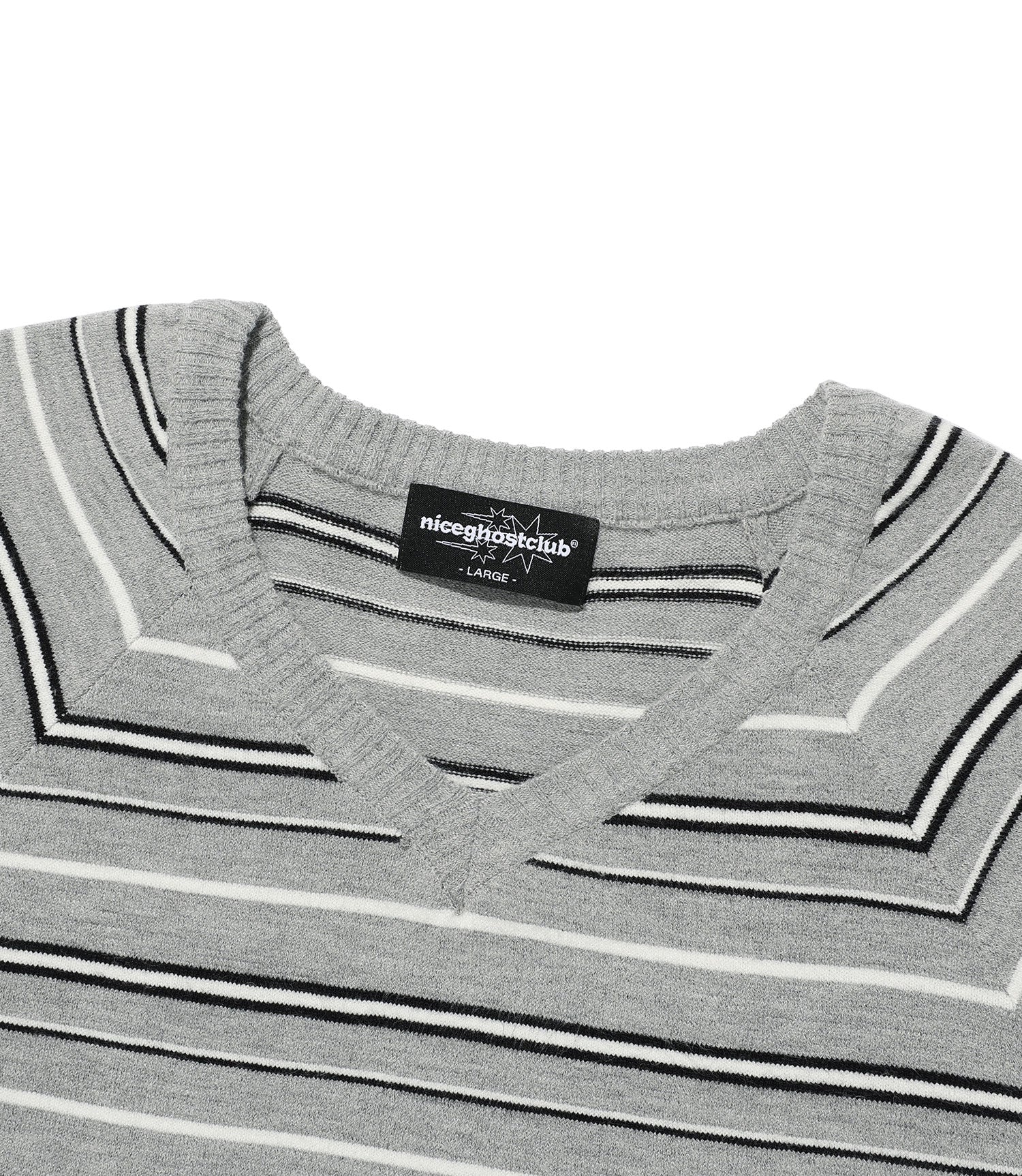 Nice Ghost Club Multi Stripe 3 Star V Neck Knit