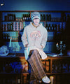 Nice Ghost Club Soul Pussy Cat Ghost Soul Girl Cat Hoodie Zip Up Grey