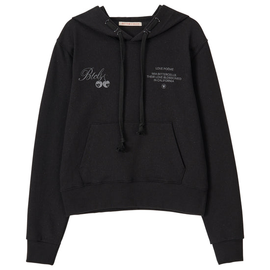 Bitter Cells Cherry Poem Slim Fit Hoodie-Black