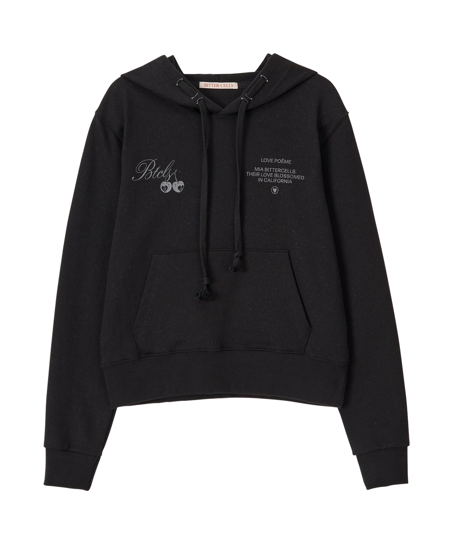 Bitter Cells Cherry Poem Slim Fit Hoodie-Black
