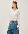Marithé François Girbaud W LACE SHIRRING CROP BLOUSE white