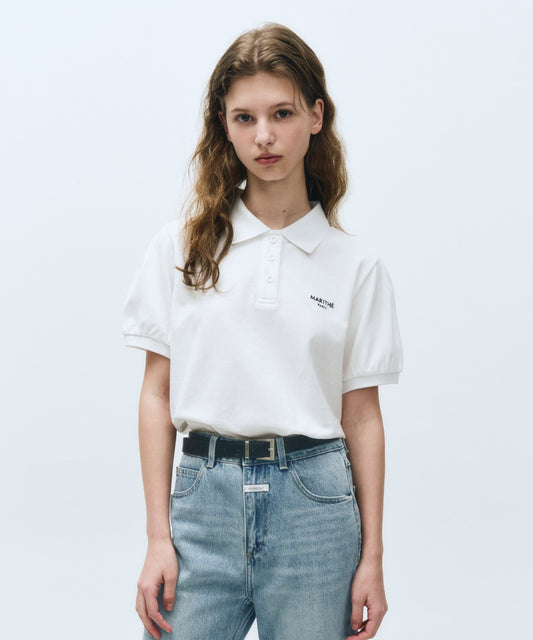 Marithé François Girbaud Women's Pique Puff Sleeve Tee White