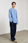 General Idea UNISEX Long Sleeve Striped Border T-Shirt [DUST BLUE]
