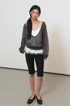 General Idea [LUPITA PICK] WOMAN DEEP V-NECK SHEER KNIT PULLOVER [CHARCOAL]