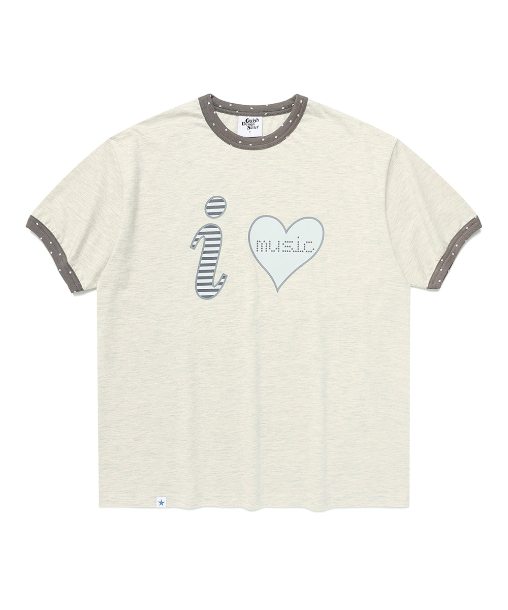 Cavish I LOVE MUSIC RINGER SHORT SLEEVE TEE