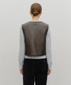 Marithé François Girbaud W Faux Leather Mustang Crop Vest Brown