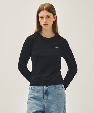 Marithé François Girbaud Women's Regular Logo Long Sleeve Tee Black